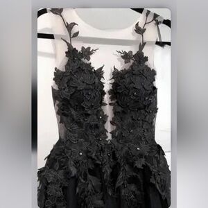 Black lace floral wedding/prom dress